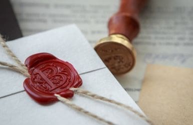 Letter with sealing wax seal background