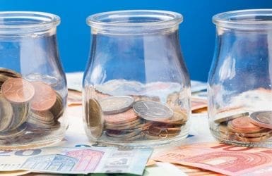 Coins in glass jars