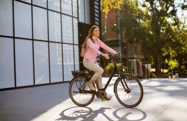 woman on electric bicycle