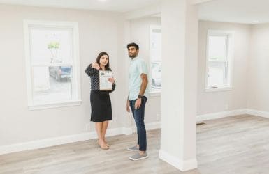 Realtor shows buyer inside room