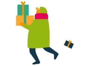 illustratie persoon met cadeaus