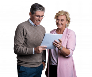 man and woman with notepad